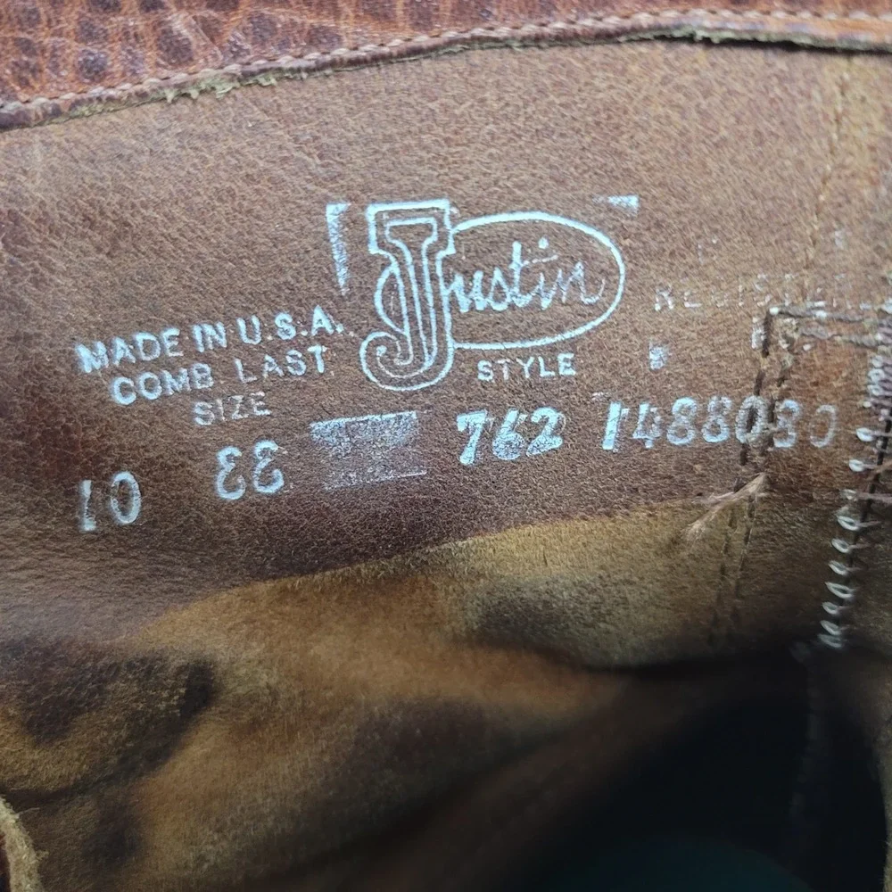 Justin Workboots Mens 10 EE Brown Leather Lace Up Double Comfort 762 USA Made